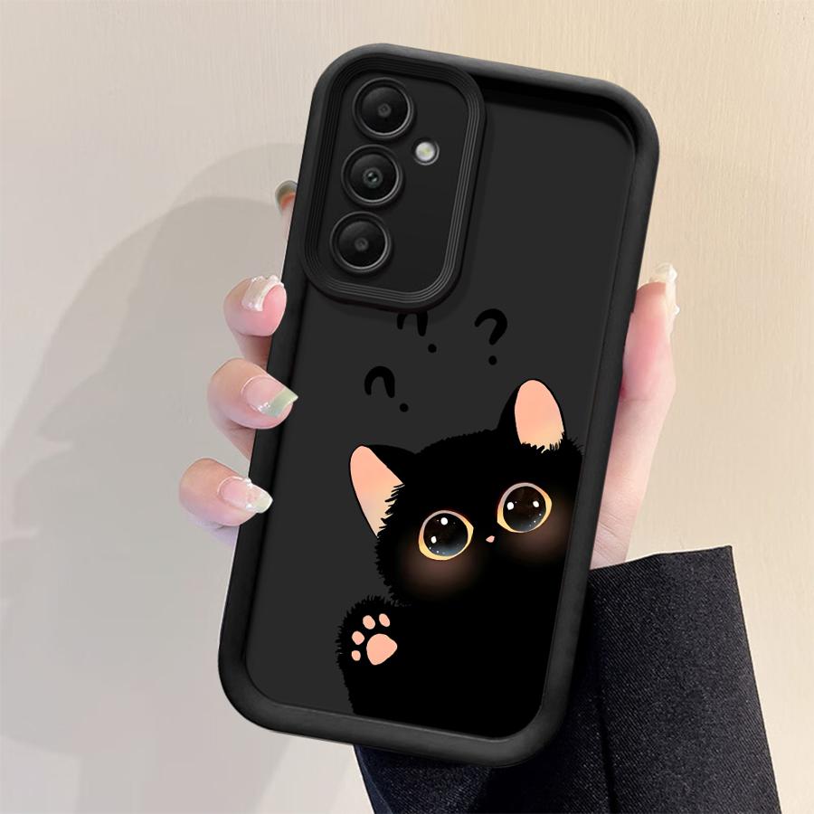 Phone Cover Case for Samsung Galaxy A16 A53 A54 A71 A72 A56 A23 A12 A13 A35 A36 A15 A26 A32 A51 A73 A34 Hello Cute Blacks Cat