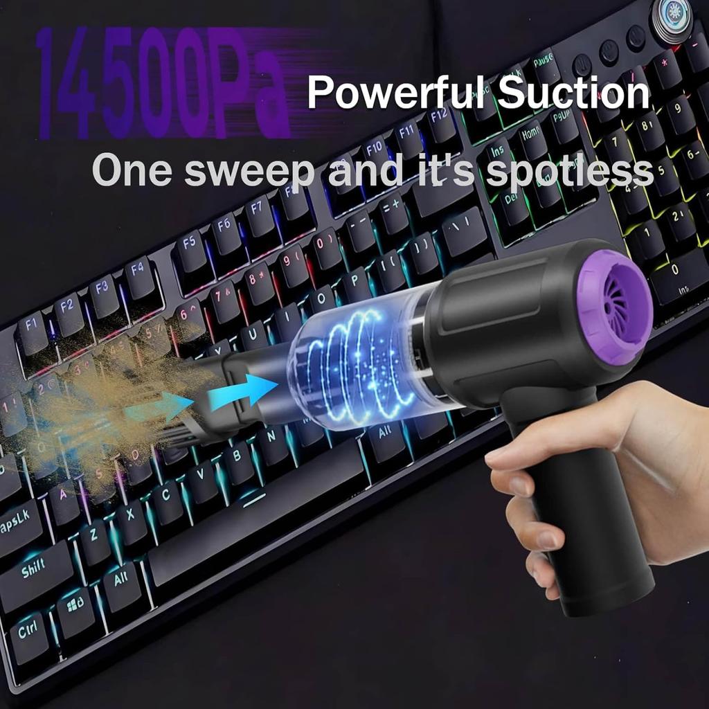 14500PA Computer Vacuum Cleaner Keyboard Cleaner Compressed Air Duster - Cordless Handheld Mini Vacuum For PC/Laptop Cleaning - Portable Air Duster