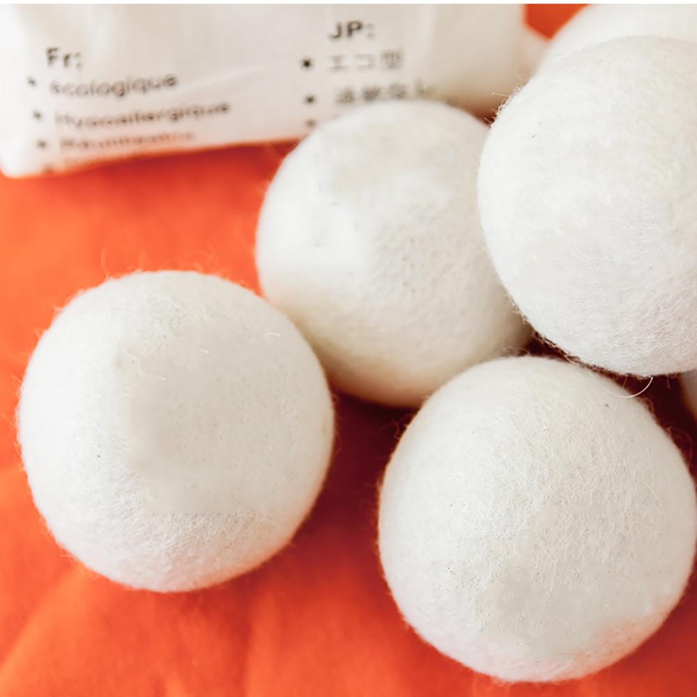 6Pcs 7cm Wool Dryer Balls Laundry Cleaning Ball Clothes Natural Fabric Softener