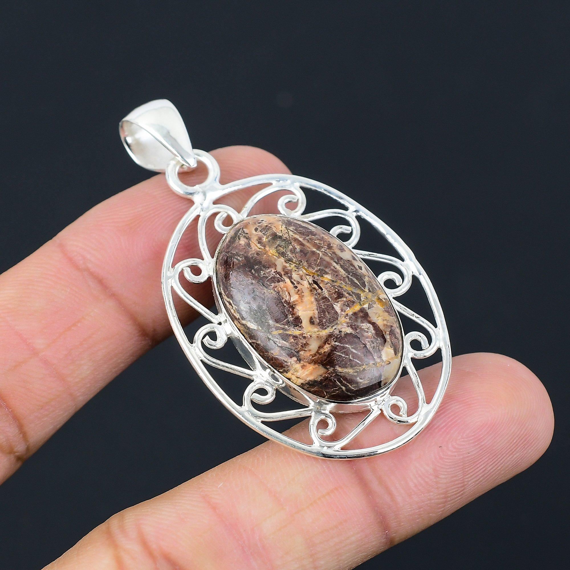 Womens day Sale Sterling Silver Coconut Jasper Gemstone Handmade Elegant Pendant