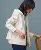 Milliandeni Back Frill Long Size M Women's Zip-Up Hoodie, Sleeve, Ivory,