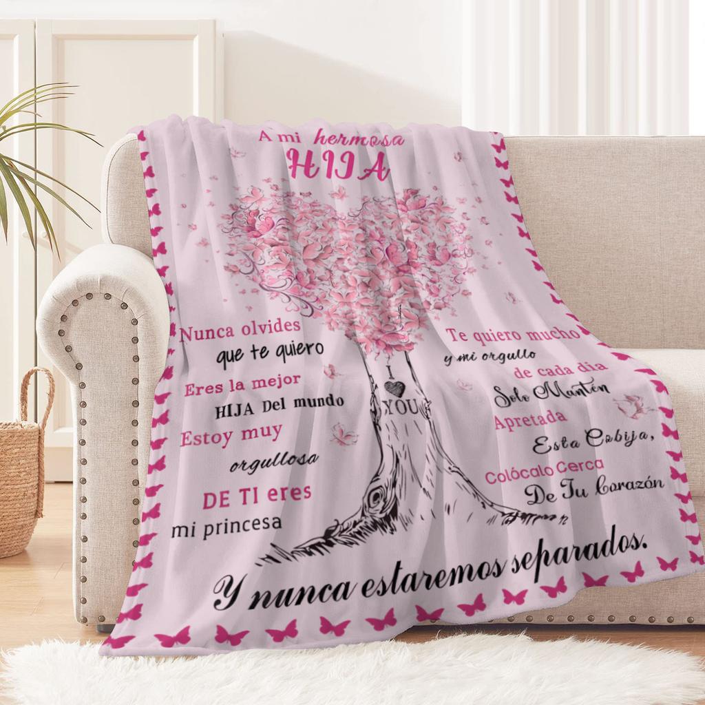 1Pc Motivational Quotes Printed Flannel Blanket Gift From Mom To Daughter, Nap Blanket, Christmas Gift For Daughter,