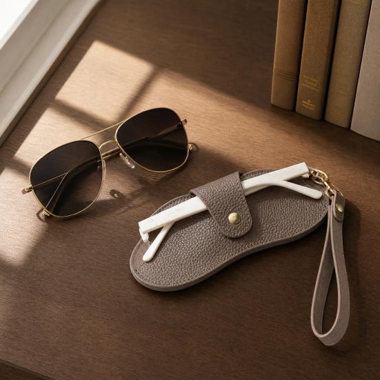Sunglasses Storage Pouch, Imitation Leather Hanging Glasses Case with Carabiner, Portable Eyeglasses Holder for Bag