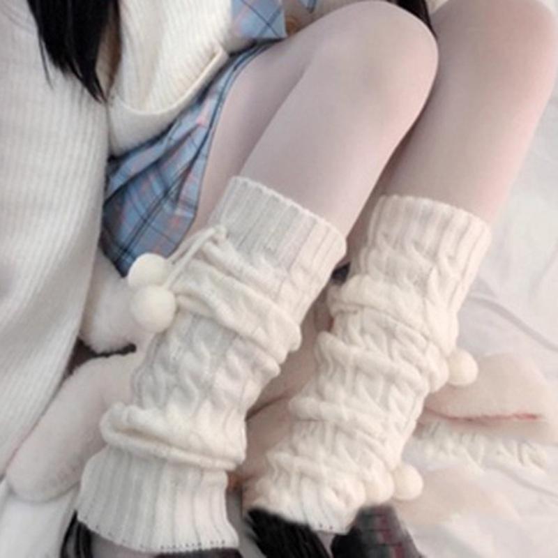 Japanese Knitted Leg Warmers for Women Y2k Harajuku Ribbed Long Socks for Girls Lolita Kawaii Boot Socks Gyaru Accessories
