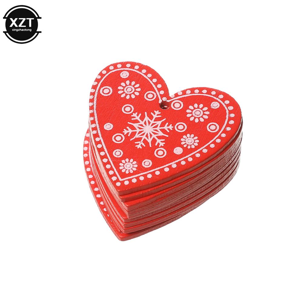 10PCs 5cm Wooden Christmas Ornaments Kids Toys For Chirstmas Tree Hanging Pendants Xmas DIY Decoration For Home Party New Year