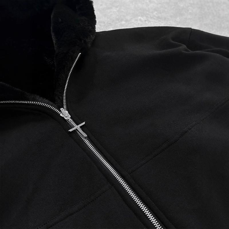 Europeisk och amerikansk höst- och vinterpersonlig varm dragkedja lös huvtröja