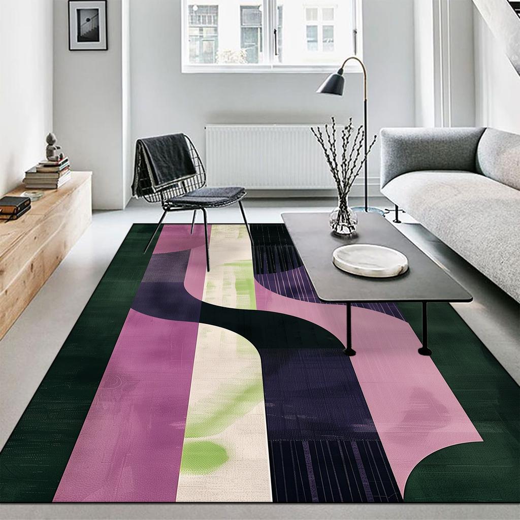 Modern Abstract Carpet Yellow Green Swirl Large Washable Rug for Living Room Bedroom Lounge Coffee Table Mat