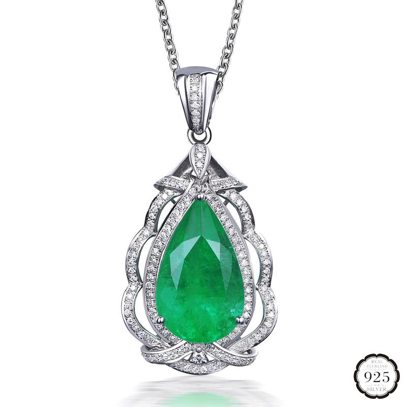 

Модное ювелирное изделие из серебра 925 пробы, ожерелье в форме капли воды, изумрудный циркон, подвеска с драгоценными камнями для женщин, свадебная вечеринка, оптовая продажа