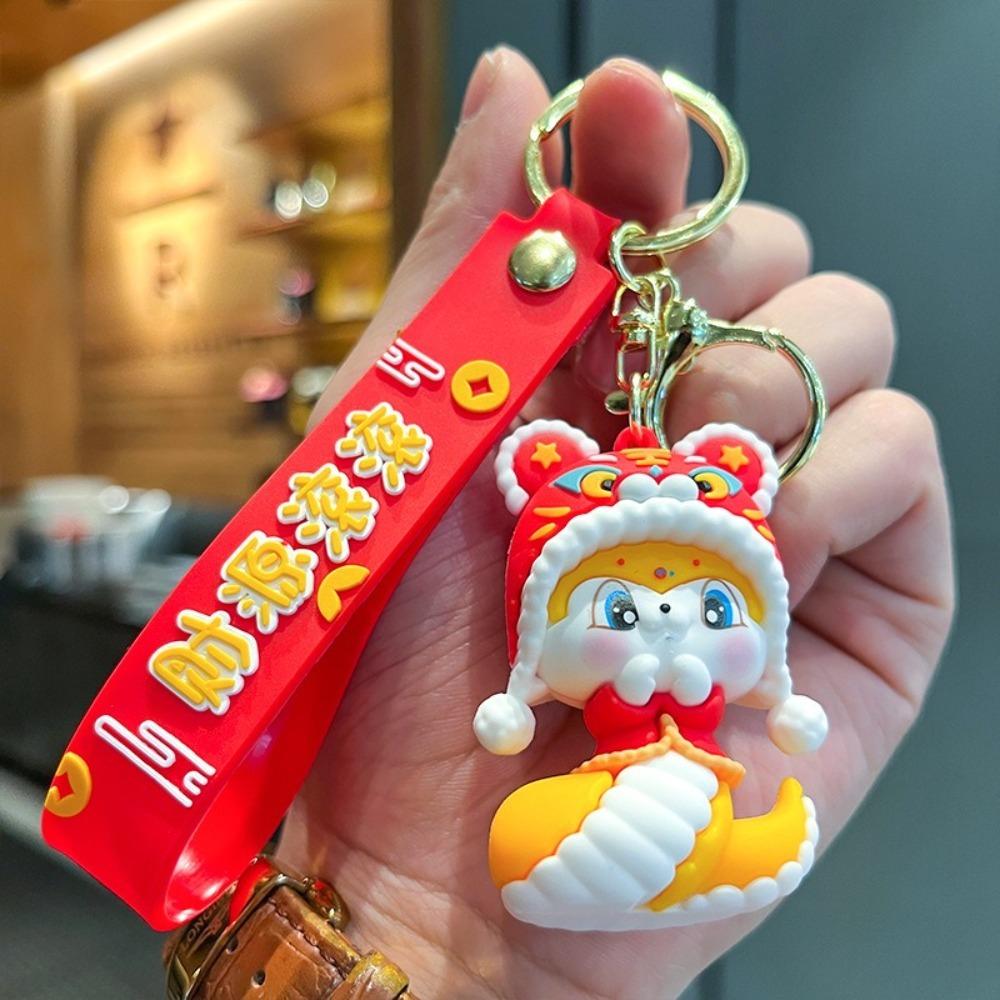 Lion Dance 2025 New Year Pendant Good Lucky Snake Key Ring Fashion Snake Keychain  Bag Charm
