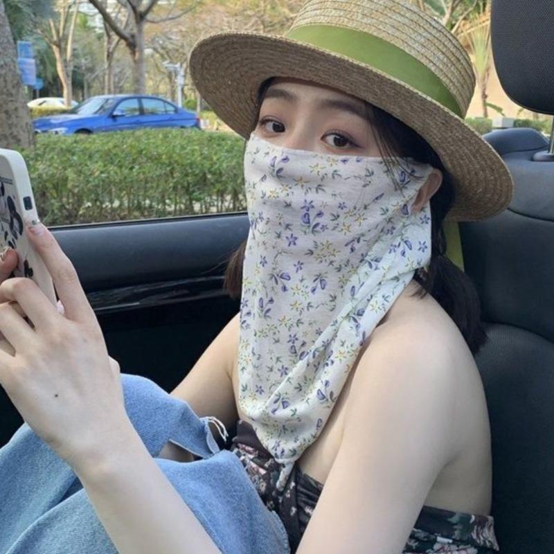 Women's Bohemian Floral Print Neck Scarf Breathable Full Coverage Windproof Outdoor Beach Accessory for Casual Outings & Summer Activities