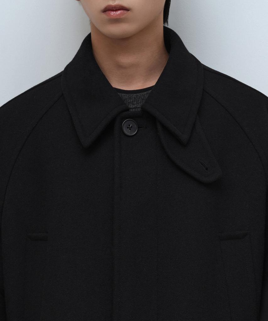 Musinsa Standard Wool Blend Oversized Muff Pocket Half Balmacaan Coat [Black]