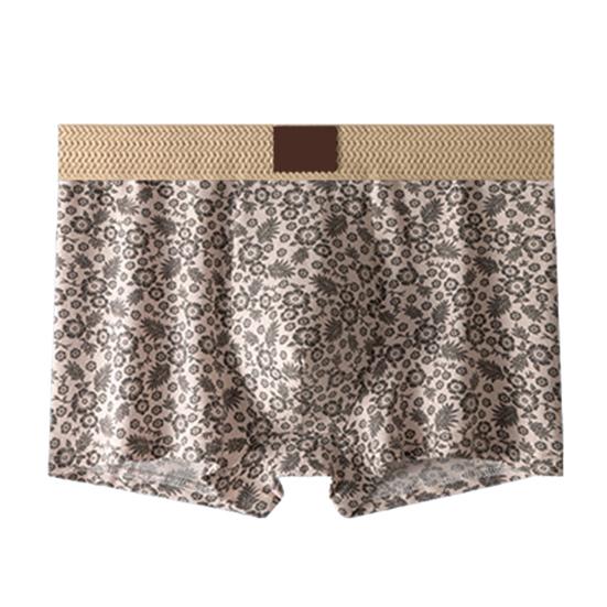 

Мужское нижнее белье боксеры со средней посадкой, эластичным поясом, U-выпуклыми трусами, с цветочным узором, пижамное нижнее белье для повседневной носки 4XL бежевый