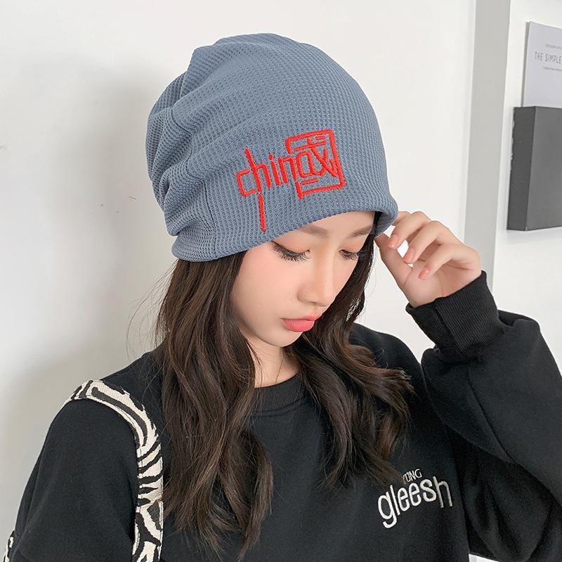 New twist hat trendy pullover hat fashion embroidery warm scarf men's and women's neck cover