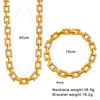 European Elegant Stainless Steel Jewelry Set: Mouth-Shaped Chain and Interlocking Square Bracelet Necklace