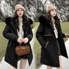 Removable hat pie overcome women's medium and long velvet thickened coat cotton-padded coat