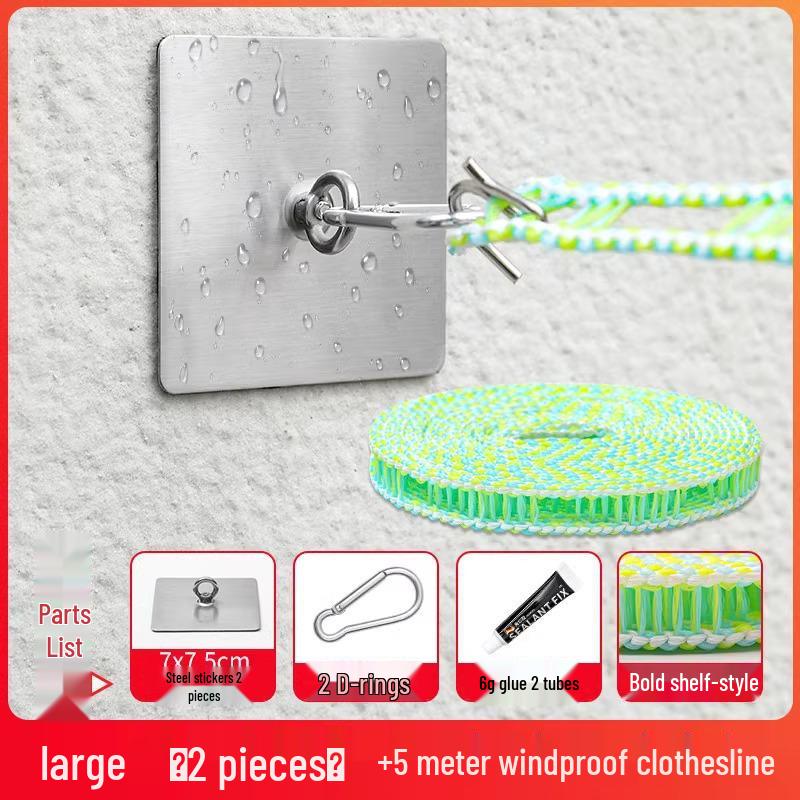 Stainless Steel Adhesive Clothes Drying Rack with Sunshade Net and No-Punch Hooks