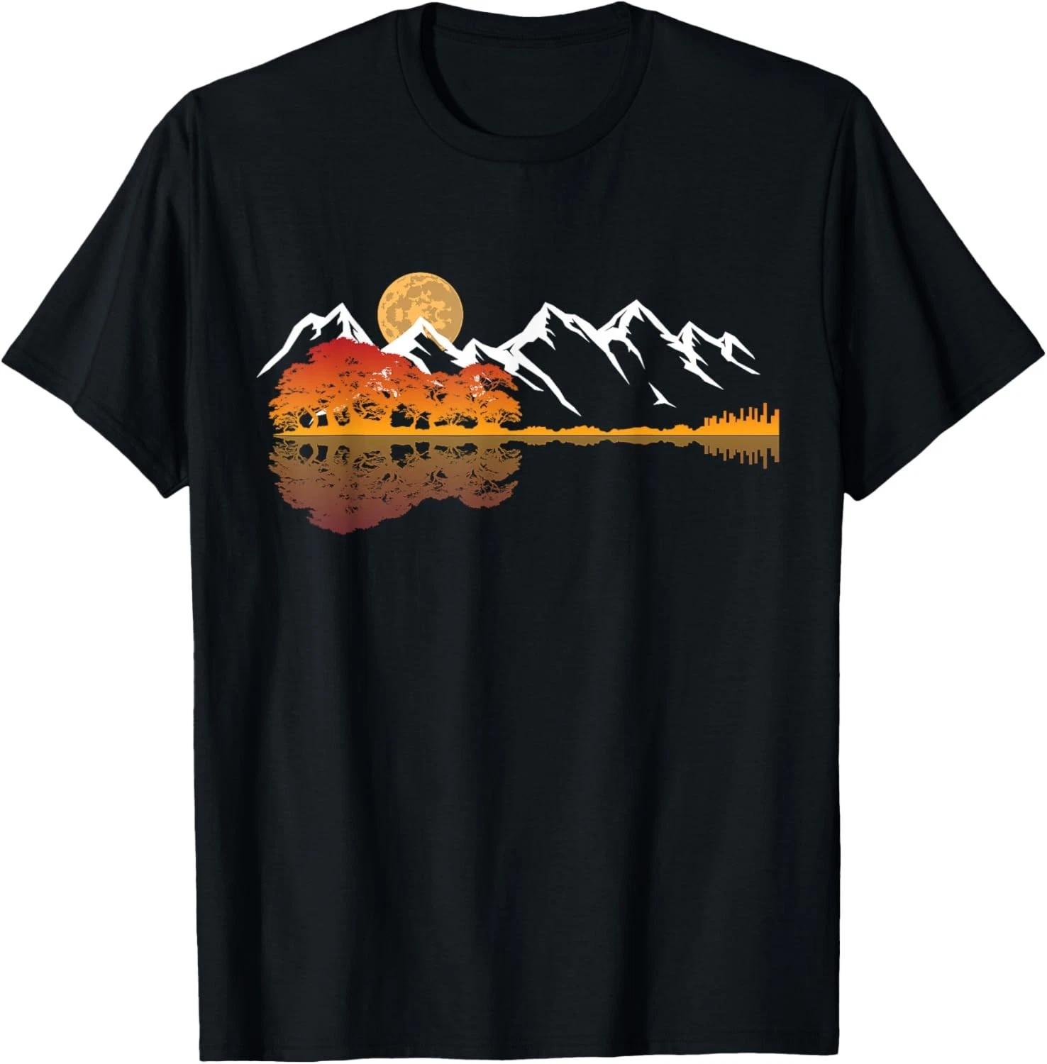 Озеро Горы Отражения Тень Любовь Гитара Музыкант унисекс Футболка M