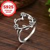 Fashion S925 Sterling Silver Antique Silver Heart-shaped Carved Flower Ring for Women Wedding Engagement  Gift