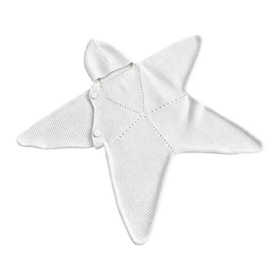 Cute Star Shape Sleeping Bag Starfish Baby Sleep Sack, Soft Knitted Full Body Swaddle Blanket with Infant Cocoon Hood for Newborn, Anti Kick Warm Bag,