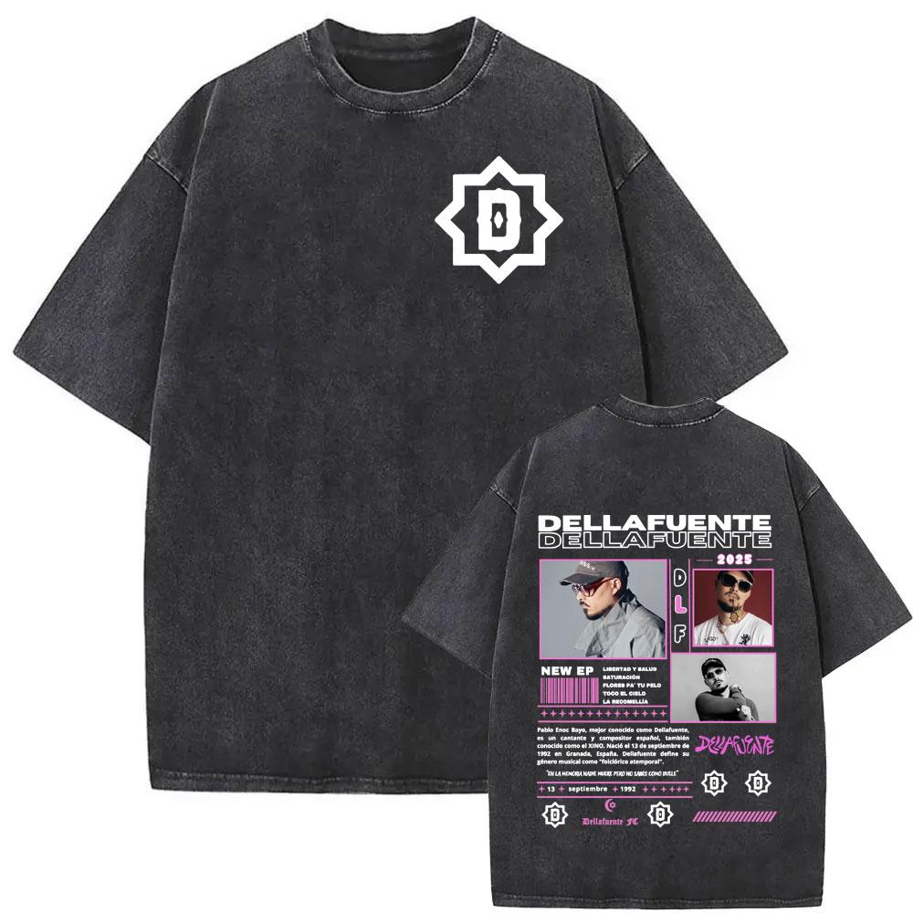 Rapper Dellafuente Tour Vintage Washed Tshirt Unisex Women Short Sleeve Hip Hop Tshirt Oversized Cotton Casual T Shirts