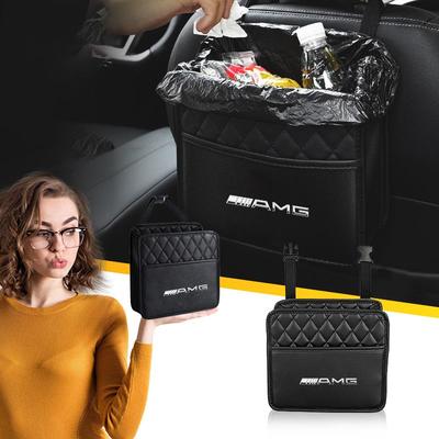 1 Unidad Bolsa de Almacenamiento para Asiento de Coche Bolsa de Almacenamiento de Cuero Accesorios Para Mercedes Benz AMG W212 W205 W246 W177 W176 W213 GLC GLE GLS ML Bienvenido Lámpara con Logotipo Láser