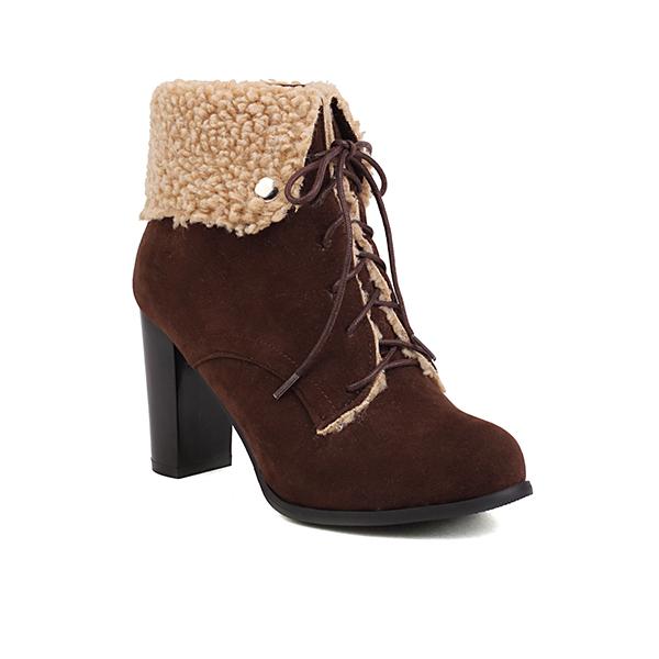 Botins femininos marrom preto salto alto pequeno tamanho grande 47