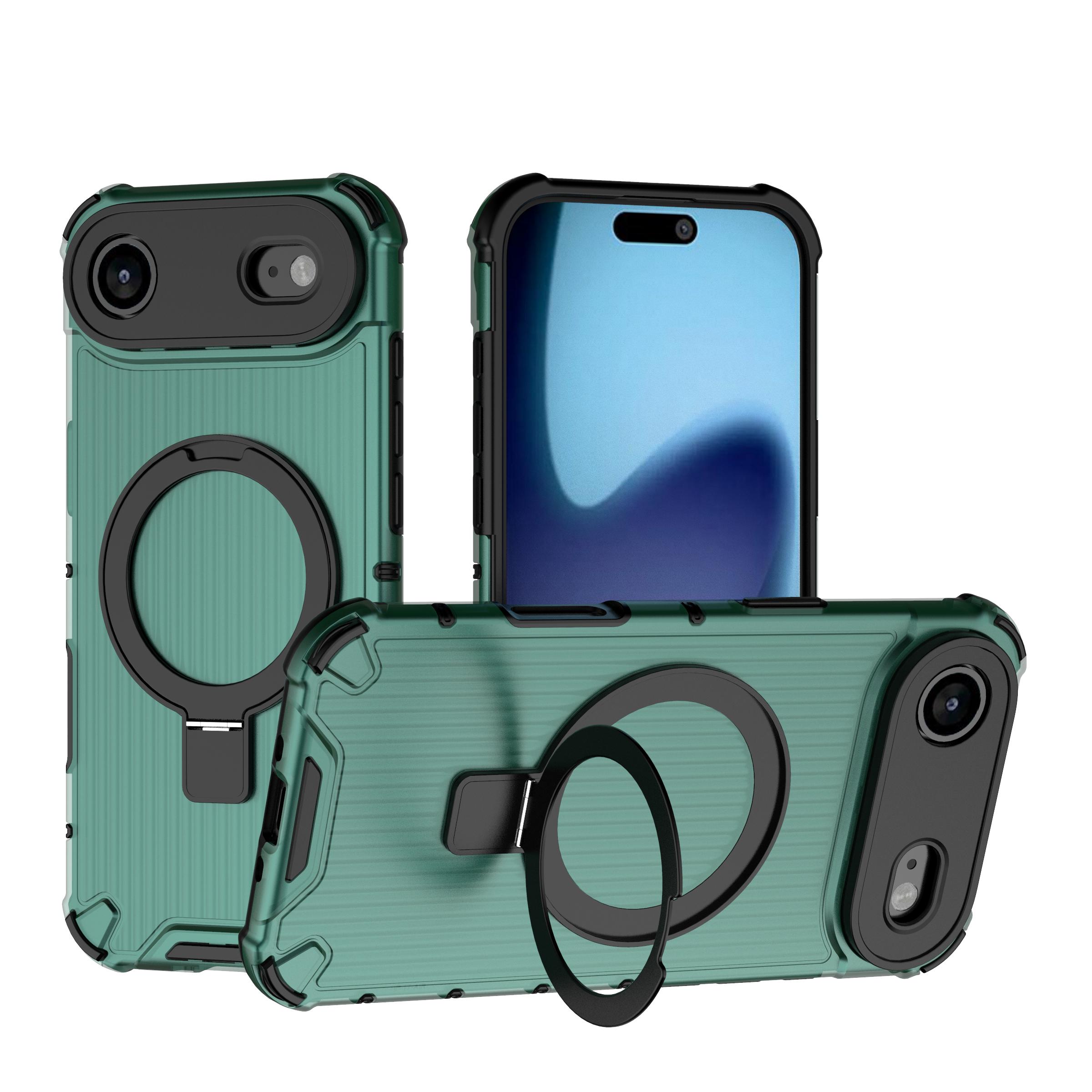 

Corrugated Pattern Metal Bracket Translucent Case For iPhone 17 Air 16 15 14 13 12 11 Plus Pro Max Airbag Shockproof Matte Cover iPhone17