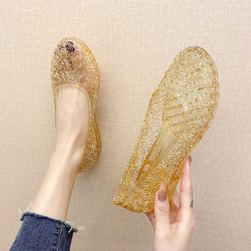 Fashion Anti slip and anti odor crystal sandals for women's summer fashion fairy crystal shoes transparent sandals