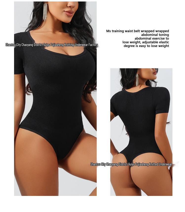 Europäischer & Amerikanischer Quadratischer Hals Nahtloser Kurzärmeliger Korsett-Jumpsuit