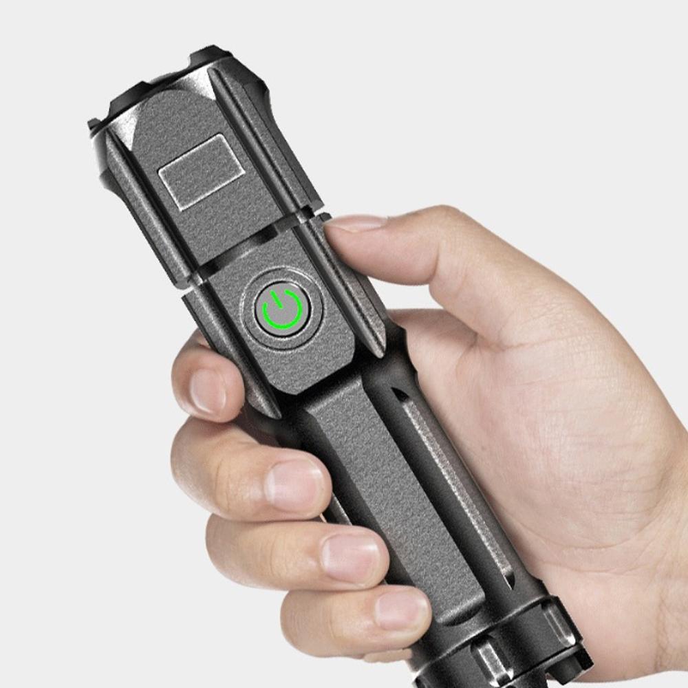 Telescopic Zoom Tactical Flashlights Rechargeable LED Torch 4 Lighting Modes Long-Range Waterproof Camping Fishing Flashlight