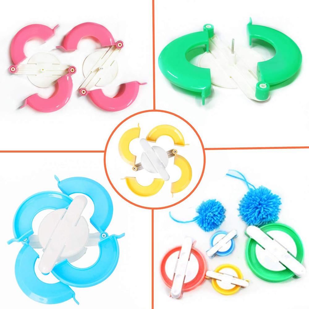 Pom Pom Maker 4 Sizes Pompom Maker Tool Set with a Thread Cutter Scissors DIY Wool Yarn Knitting Craft Project for Kids&Adult