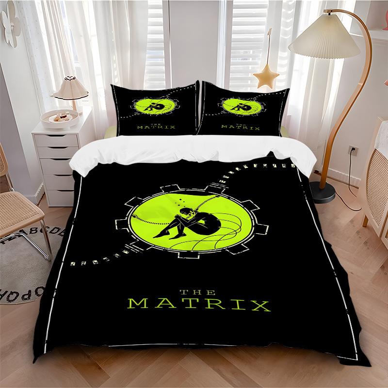 

3pcs The Matrix Neon Bedding Set, Soft Polyester Duvet Cover and Pillowcases Machine Washable Seasons all suitable 28 135x200cm