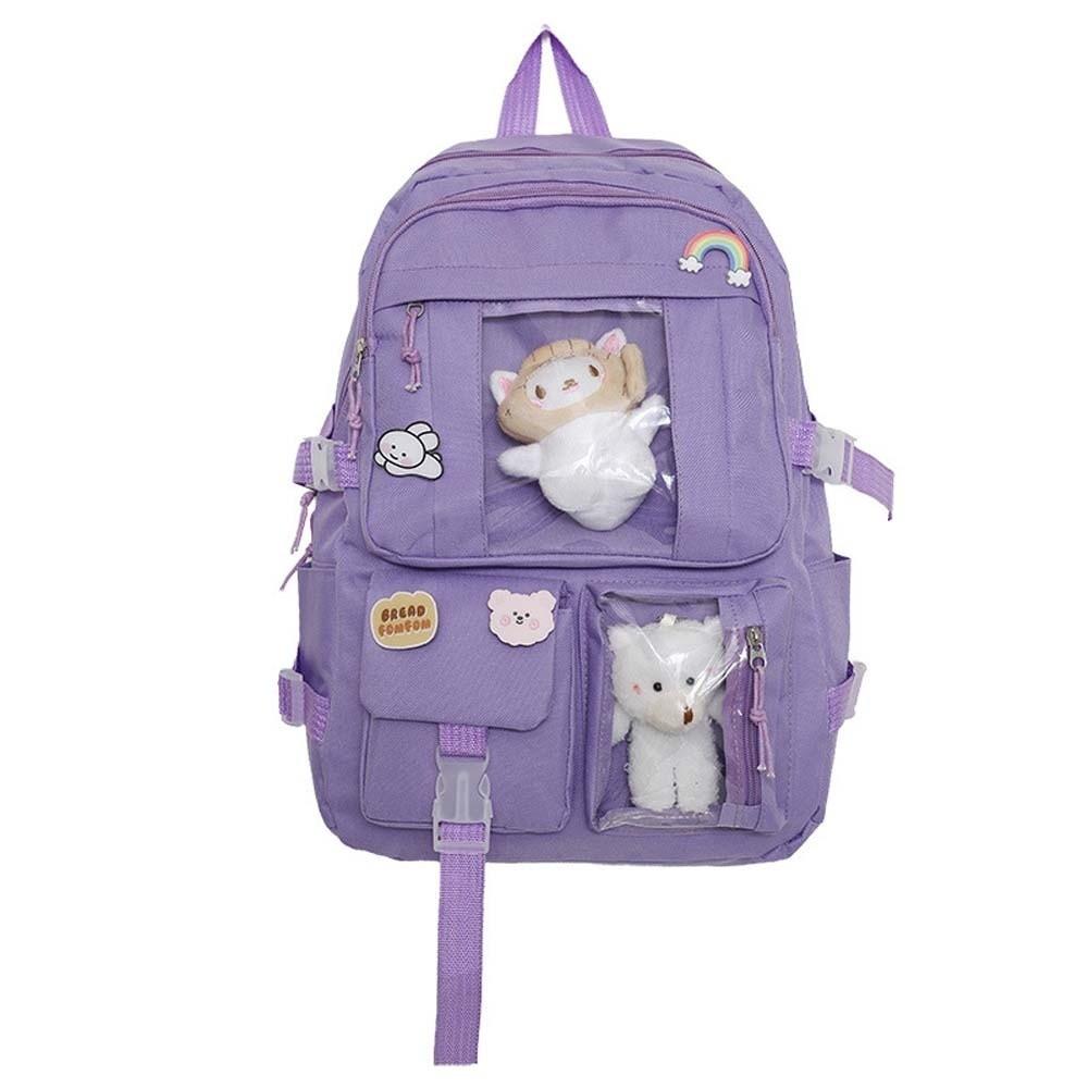 Solid Color Students School Bag Durable Large Capacity Daypack Nylon Ita Backpack  School