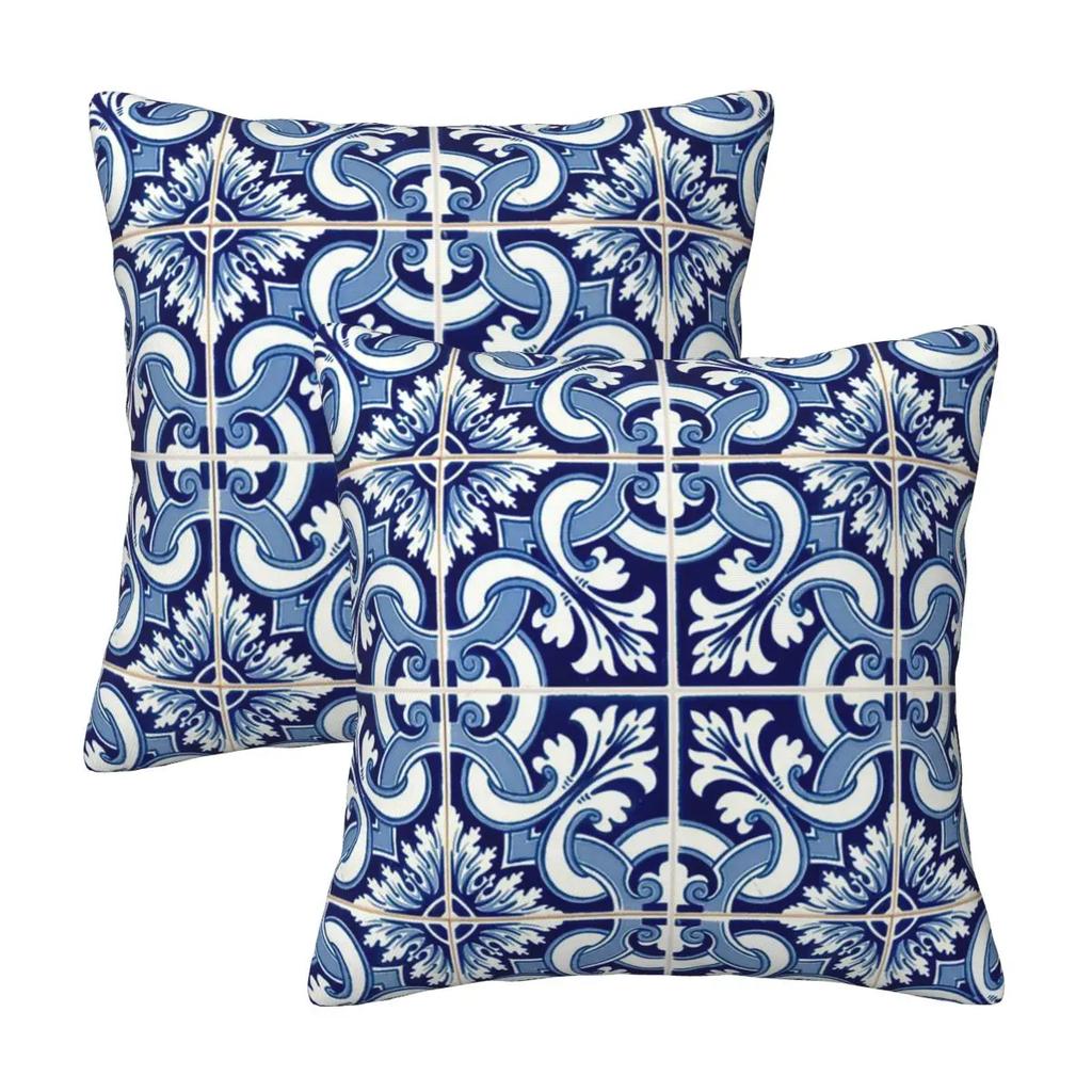 Azulejo Lissabon Azulejos Lisboa 2 Stuks Vierkante Kussensloop Kussenhoes Kussen Decor Comfort Sierkussen Voor Huis Auto