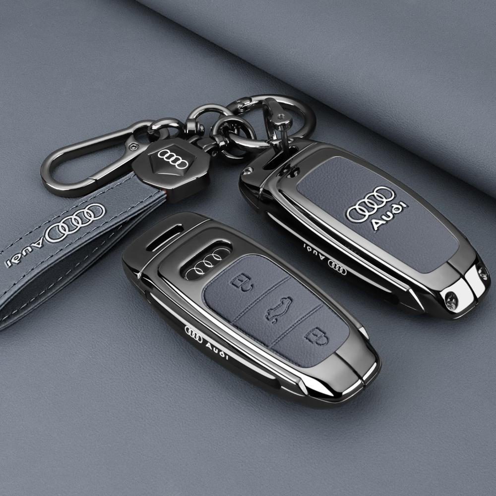 Leder Schlüsseletui Schale Schnalle Auto Schlüsselhülle für Audi A3 A4 B9 A6 A7 4K A8 E-tron Q5 Q8 C8 D5 SQ8 Auto Fernbedienung Schale