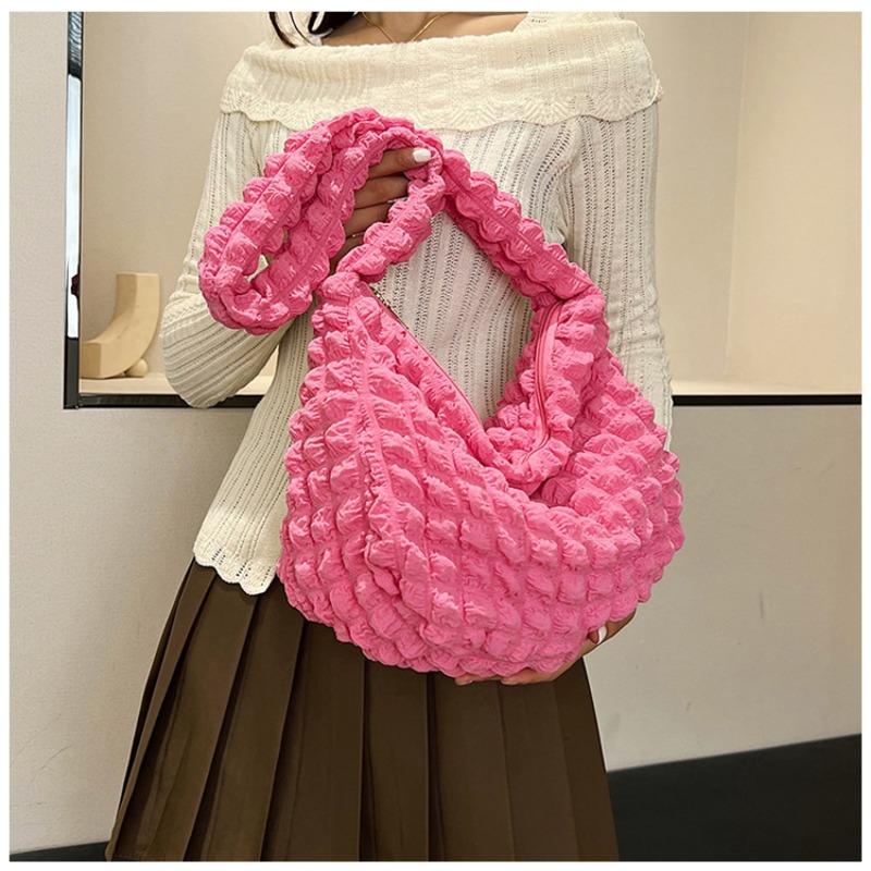 Soft Large Capacity Women Puff Cloud Shoulder Bag Casual Commute Folded Square Bag