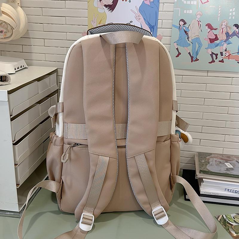 Color Block Large Capacity Junior High School Student Women's Backpack