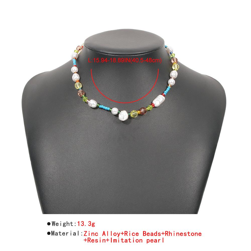 Women European Fashion Pearl Clavicle Necklace Choker Color Rice Bead Bohemian Style Necklace For Women Jewelry