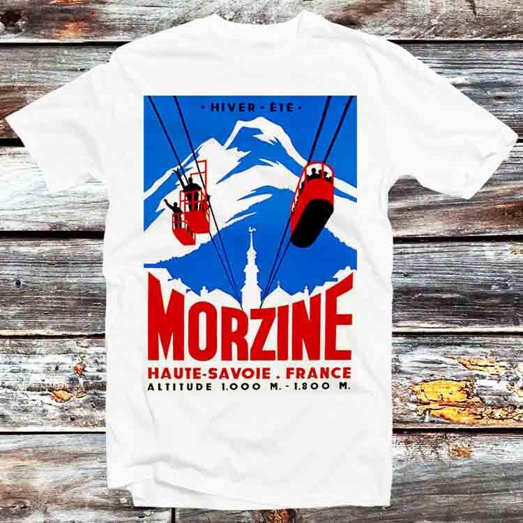 

Morzine France Vintage Ski Poster T Shirt B1044 XL
