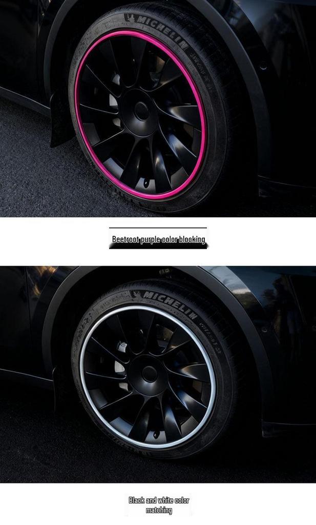 Protetor de Cubo de Roda 20" para Tesla Model Y: Capa de Pneu Bicolor de Cobertura Total para Modelos 2019-2024.