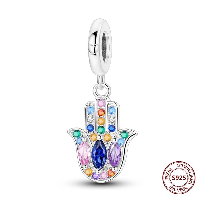 Teufelsaugen Anhänger 925 Kupfer Original Hand von Fatima Blauer Zirkon Kreuz Blaue Augen Charms Passend für Armband DIY Herstellung Zirkon Geschenk