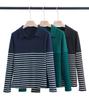 2025 Spring/Autumn Striped Cotton Slim-fit Lapel Polo T-shirt