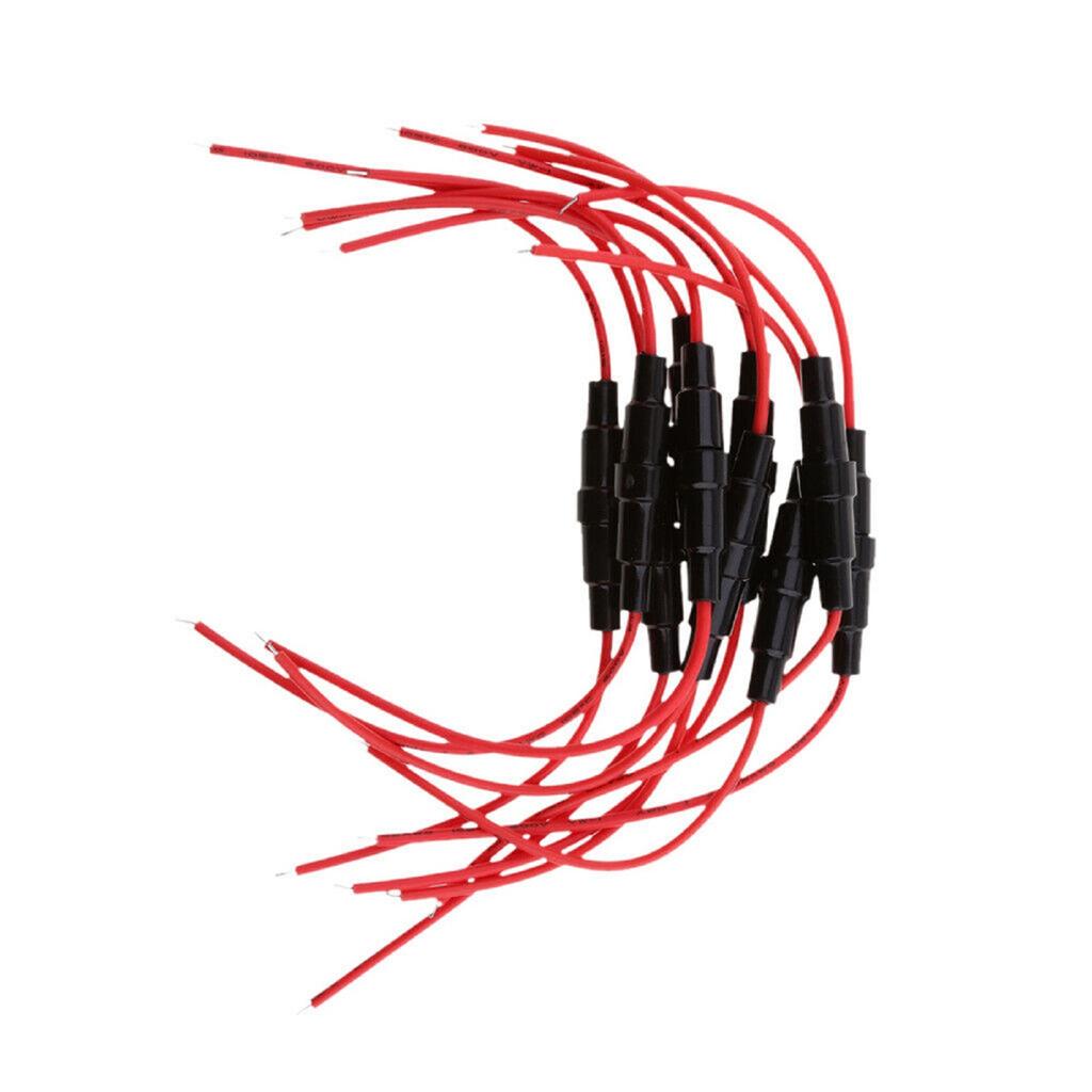 10pcs 5x20mm Inline Fuse Holder with Fast Blow Screw Type Design and 20AWG Wire for Secure Electrical Protection