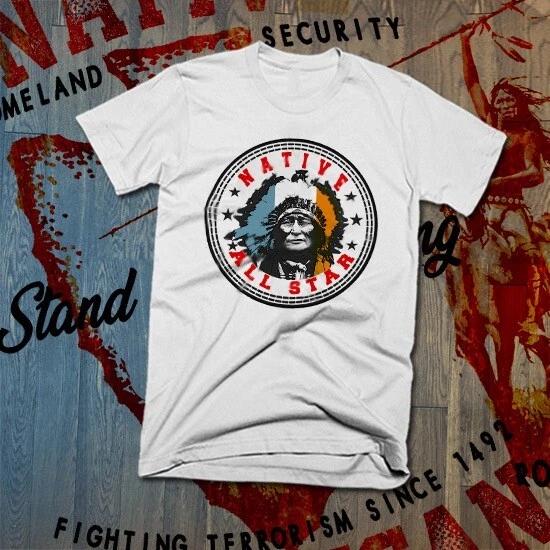 Футболка с изображением индейца Северной Америки, коренного жителя, воина, головной убор, тотемный столб, новая футболка M