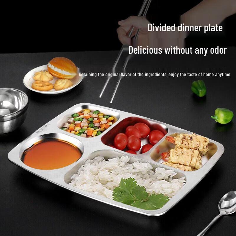 Kenchen 304 Stainless Steel 7-Compartment Cafeteria Tray