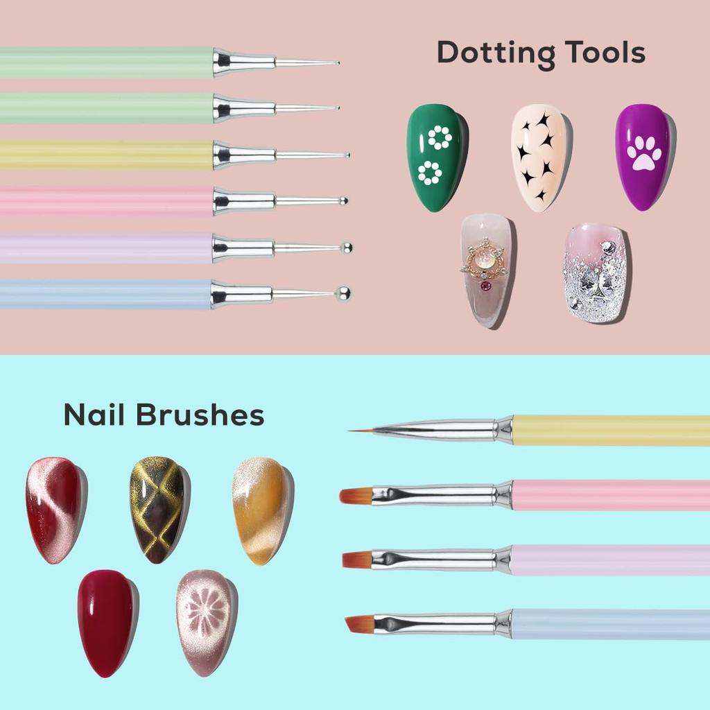 Nail Brush Set Gel Nail Brush Includes Fine Liner Flat French Dotting Gel Nail Art (5 Pieces) Set, Brush, Brush, Round/Oval Brush, Brush, Pen, Brush,