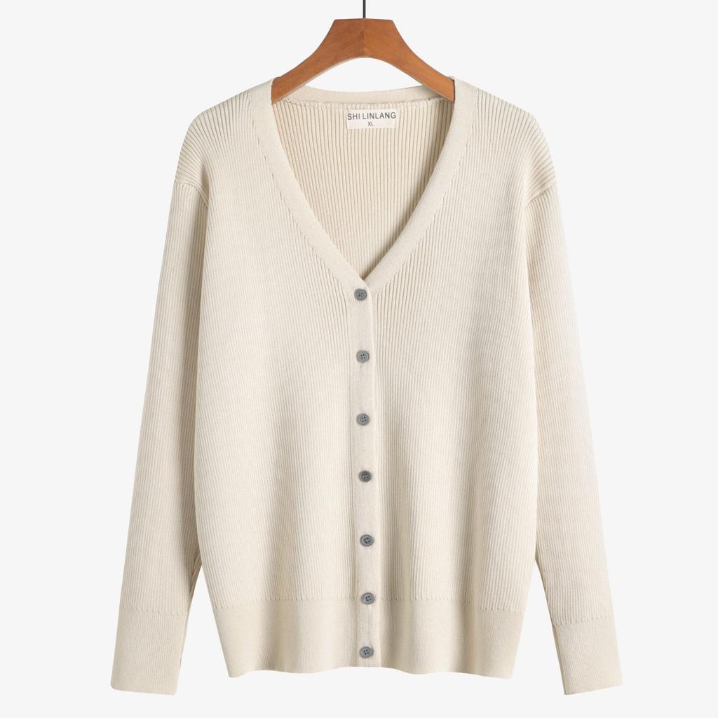 Large size new spring and autumn knitted sweater women's cardigan long-sleeved V-neck short sweater small shawl jacket top