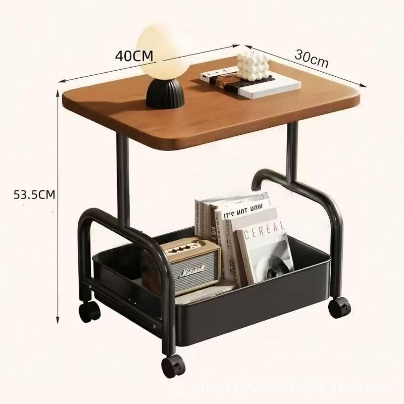 Zweistöckiger rollbarer Nachttisch Nachttischschrank Aufbewahrungsschublade Räder Kleiner Raum Wohnzimmer Schlafzimmer Sofaseitentisch Betttisch