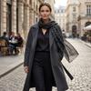 Black Scarf with White Floral Outline - Elegance and Lightness