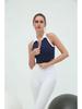 Women's Contrast Collar Sports Fitness Vest: Quick-Dry, High-Elastic, Chest-Padded, Zippered Top for Running & Yoga.